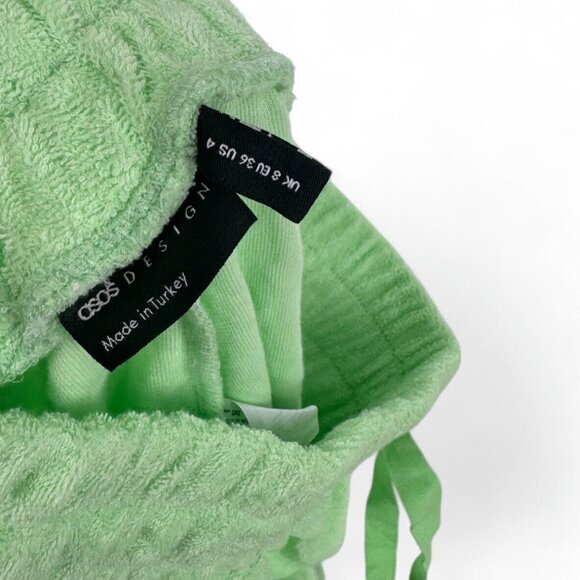 ASOS Design Women's Terrycloth High Rise Shorts Pockets Green Size 4 - Picture 3 of 4